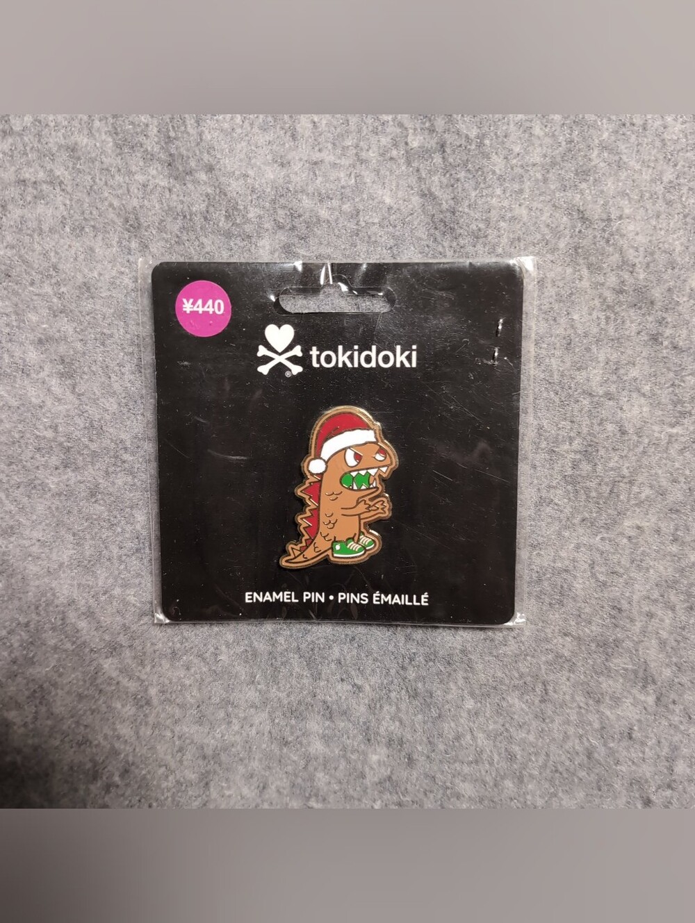 Tokidoki Holiday Christmas Gingerbread dinosaur Pin new with tags Santa Hat NWT